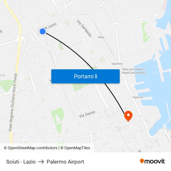 Sciuti - Lazio to Palermo Airport map