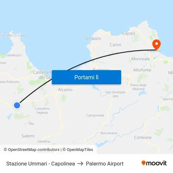 Stazione Ummari - Capolinea to Palermo Airport map