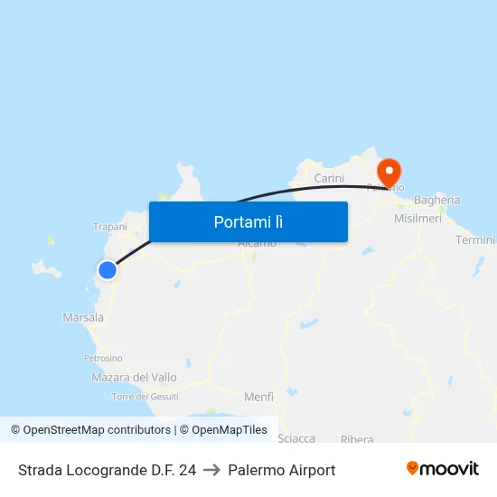 Strada Locogrande D.F. 24 to Palermo Airport map