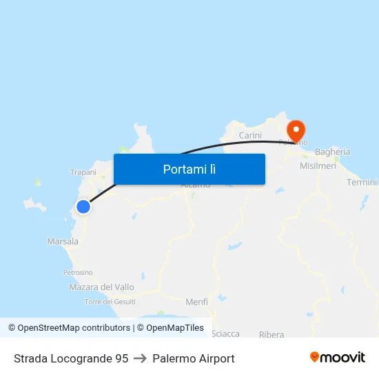 Strada Locogrande 95 to Palermo Airport map