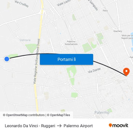 Leonardo Da Vinci - Ruggeri to Palermo Airport map