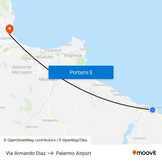 Via Armando Diaz to Palermo Airport map