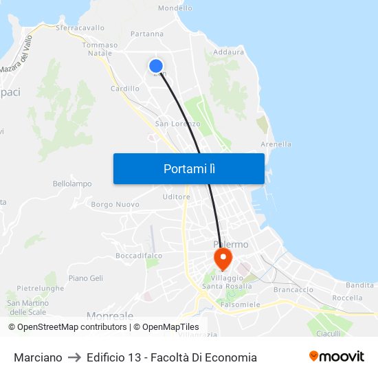 Marciano to Edificio 13 - Facoltà Di Economia map