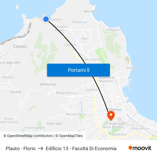 Plauto - Florio to Edificio 13 - Facoltà Di Economia map