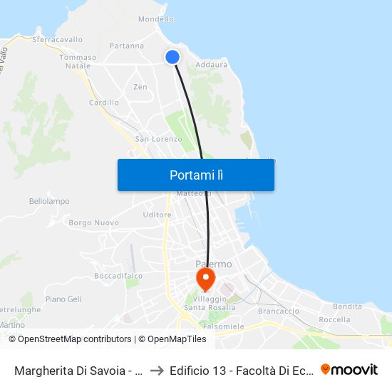 Margherita Di Savoia - Venere to Edificio 13 - Facoltà Di Economia map