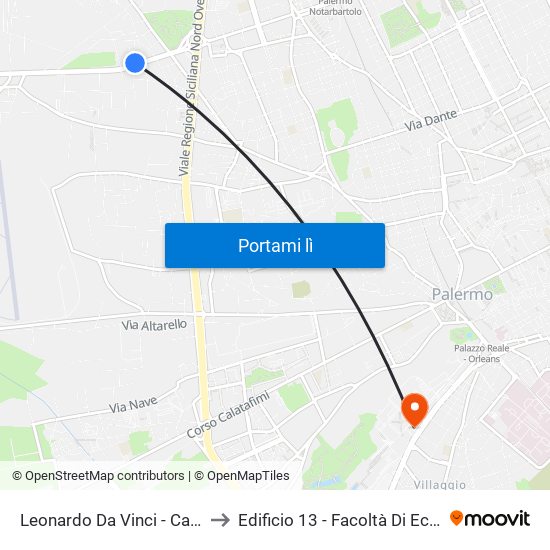 Leonardo Da Vinci - Camilliani to Edificio 13 - Facoltà Di Economia map