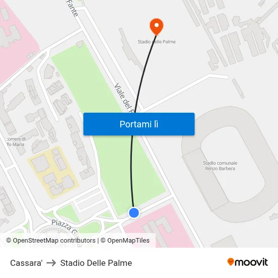 Cassara' to Stadio Delle Palme map