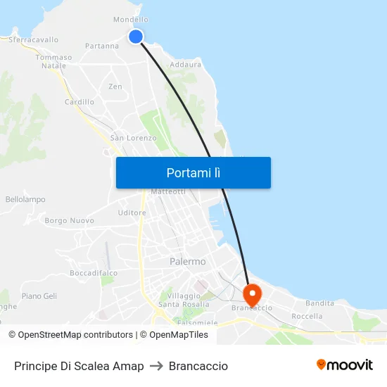 Principe Di Scalea Amap to Brancaccio map