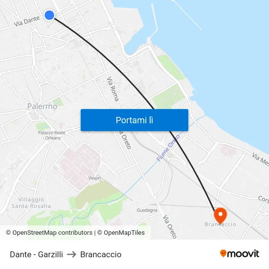 Dante - Garzilli to Brancaccio map