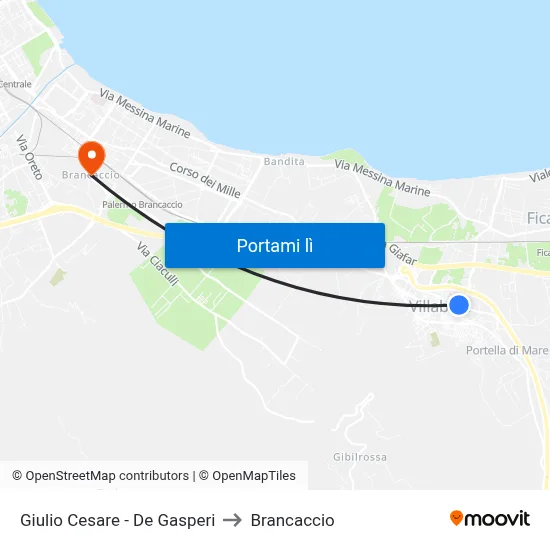 Giulio Cesare - De Gasperi to Brancaccio map