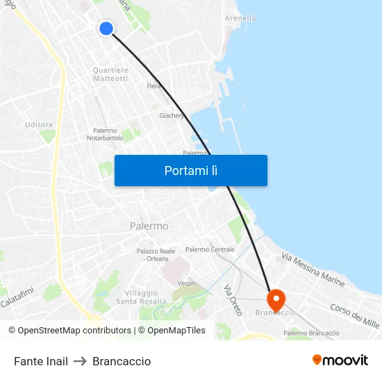 Fante Inail to Brancaccio map