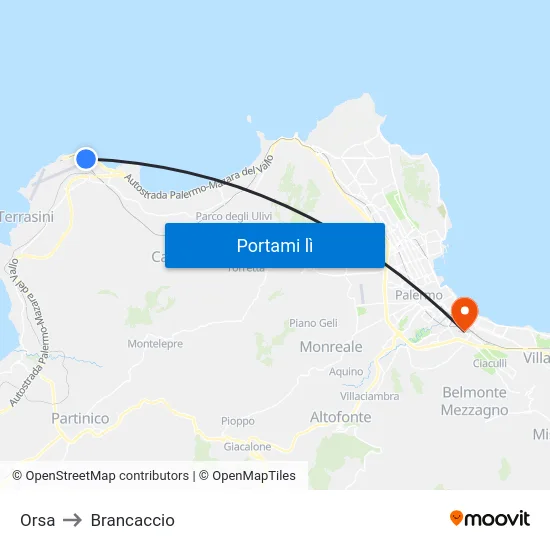 Orsa to Brancaccio map