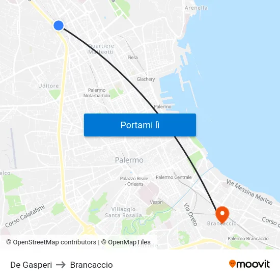 De Gasperi to Brancaccio map