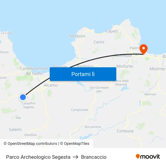Parco Archeologico Segesta to Brancaccio map