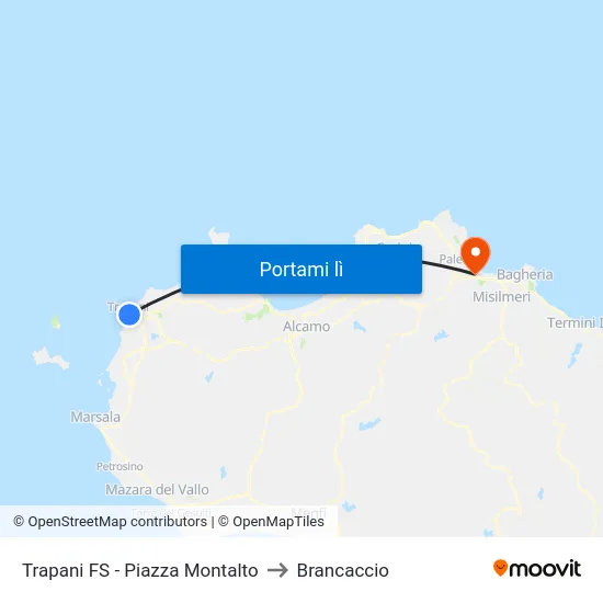 Trapani FS - Piazza Montalto to Brancaccio map