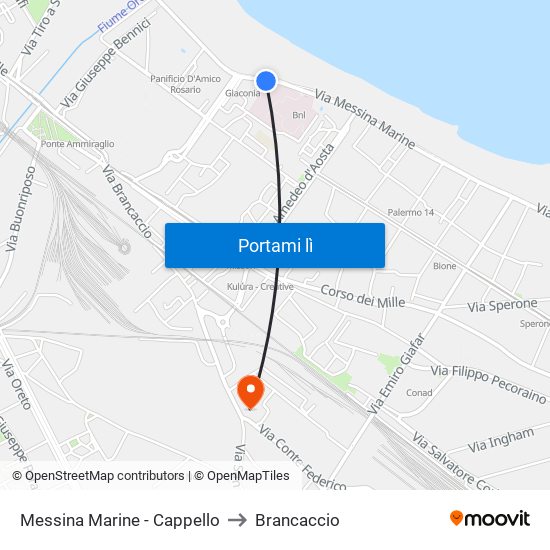 Messina Marine - Cappello to Brancaccio map
