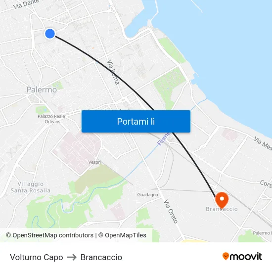 Volturno Capo to Brancaccio map