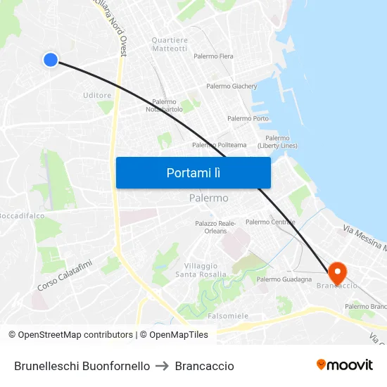 Brunelleschi Buonfornello to Brancaccio map