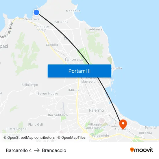 Barcarello 4 to Brancaccio map