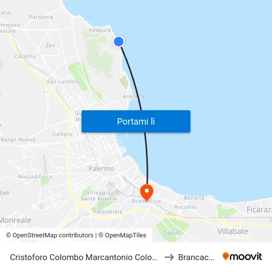 Cristoforo Colombo Marcantonio Colonna to Brancaccio map