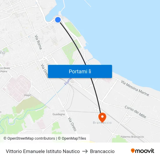 Vittorio Emanuele Istituto Nautico to Brancaccio map