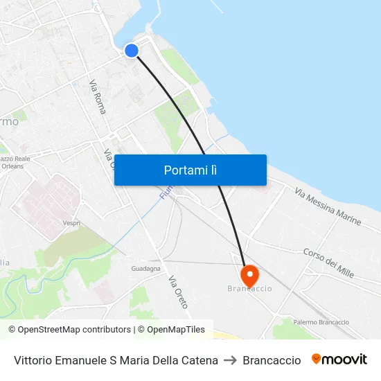 Vittorio Emanuele S Maria Della Catena to Brancaccio map