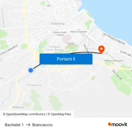 Bachelet 1 to Brancaccio map