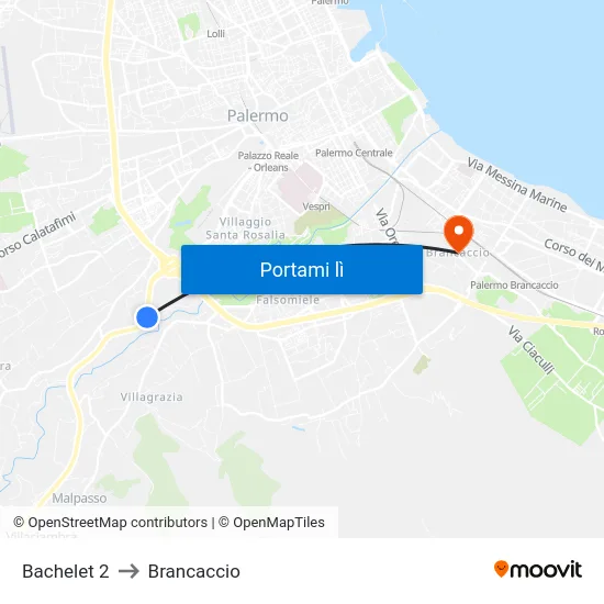 Bachelet 2 to Brancaccio map