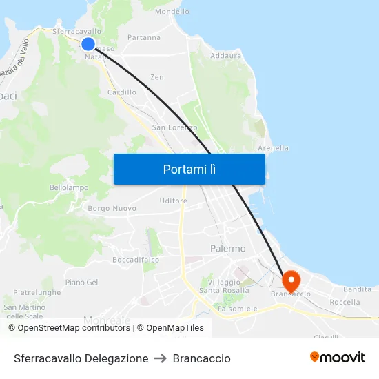Sferracavallo Delegazione to Brancaccio map