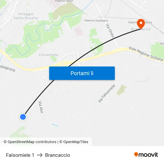 Falsomiele 1 to Brancaccio map