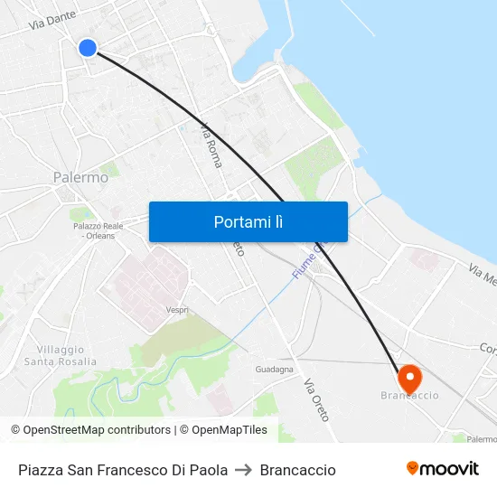 Piazza San Francesco Di Paola to Brancaccio map