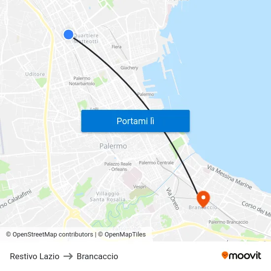 Restivo Lazio to Brancaccio map