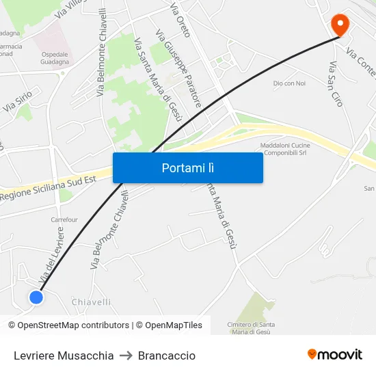 Levriere Musacchia to Brancaccio map
