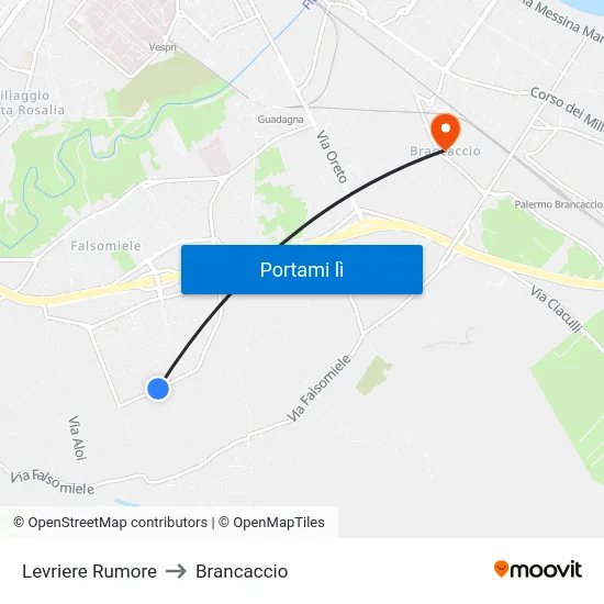 Levriere Rumore to Brancaccio map