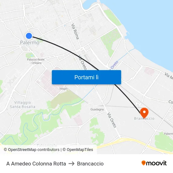 A Amedeo Colonna Rotta to Brancaccio map