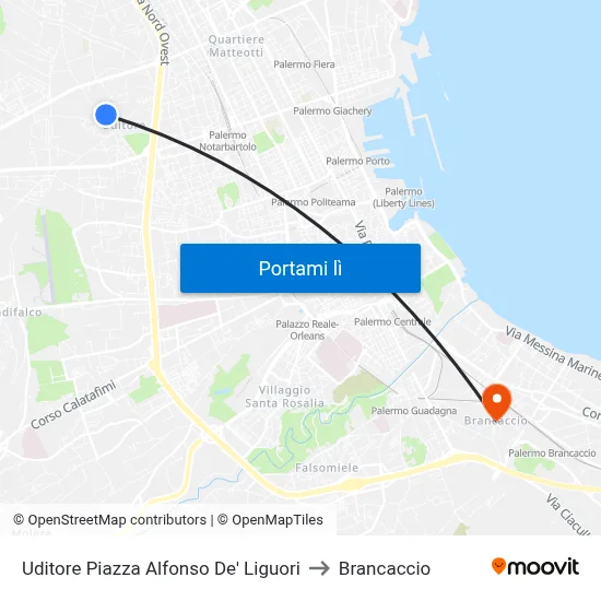 Uditore Piazza Alfonso De' Liguori to Brancaccio map