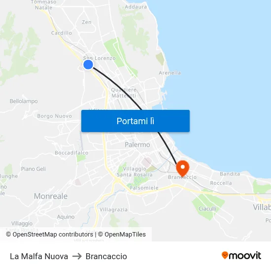 La Malfa Nuova to Brancaccio map