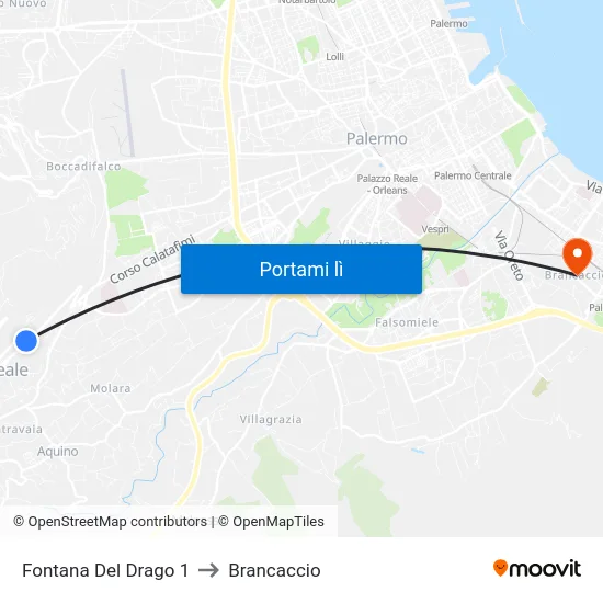 Fontana Del Drago 1 to Brancaccio map