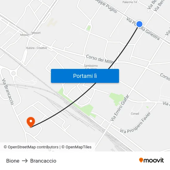 Bione to Brancaccio map