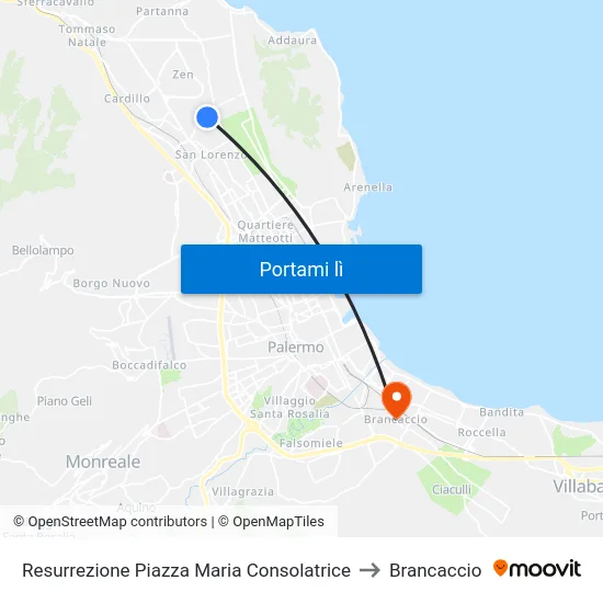 Resurrezione Piazza Maria Consolatrice to Brancaccio map
