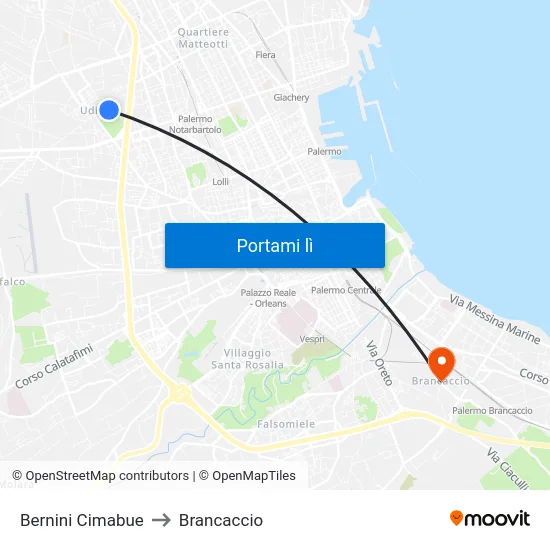 Bernini Cimabue to Brancaccio map