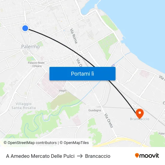 A Amedeo Mercato Delle Pulci to Brancaccio map