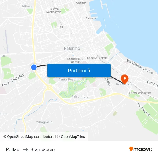 Pollaci to Brancaccio map