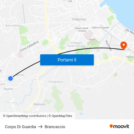 Corpo Di Guardia to Brancaccio map