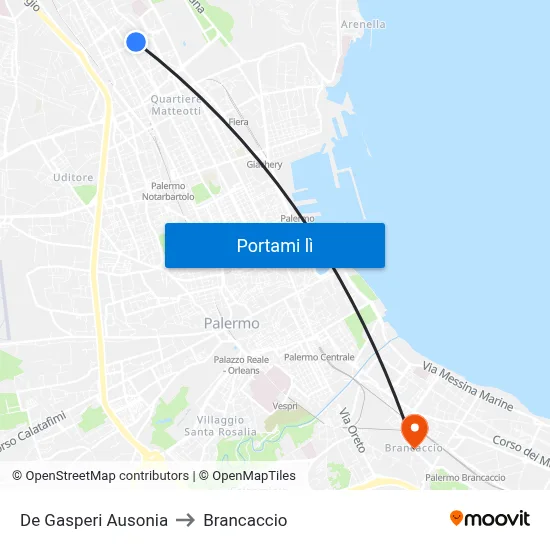 De Gasperi Ausonia to Brancaccio map