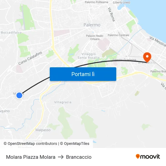 Molara Piazza Molara to Brancaccio map