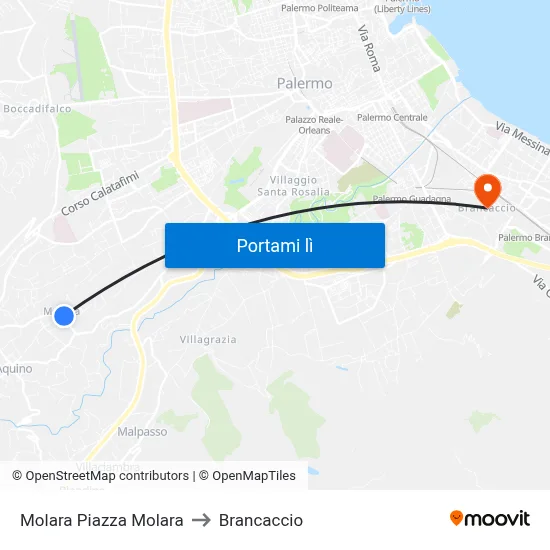 Molara Piazza Molara to Brancaccio map