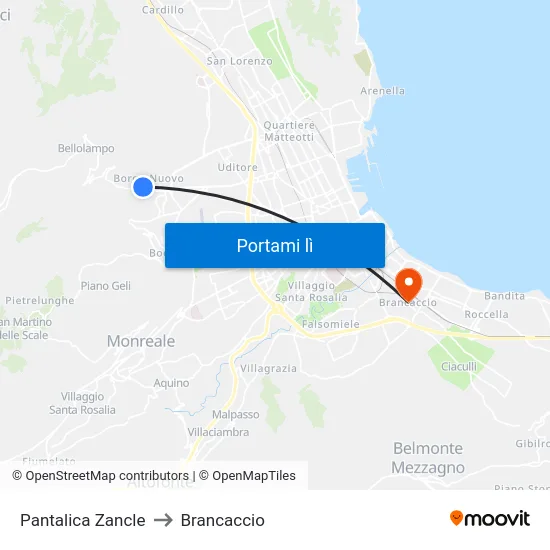 Pantalica Zancle to Brancaccio map