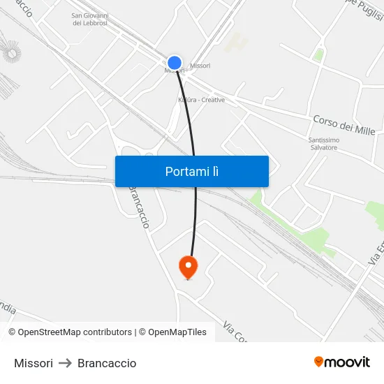Missori to Brancaccio map