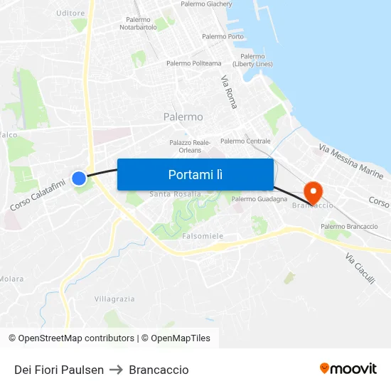Dei Fiori Paulsen to Brancaccio map